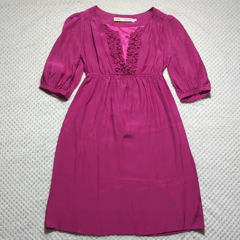 Amanda Uprichard Ruffle Pleated Silk Mini Dress